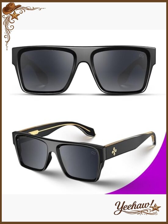 Oversized Square Flat Top Sunglasses Retro Trendy UV400 Protection Shades main image 6
